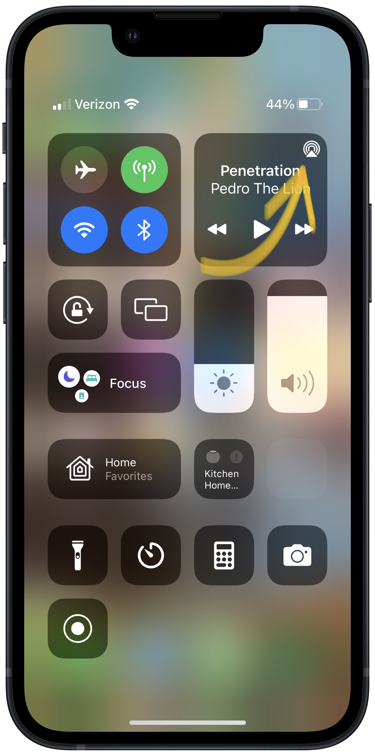 Audio Output in Control Center