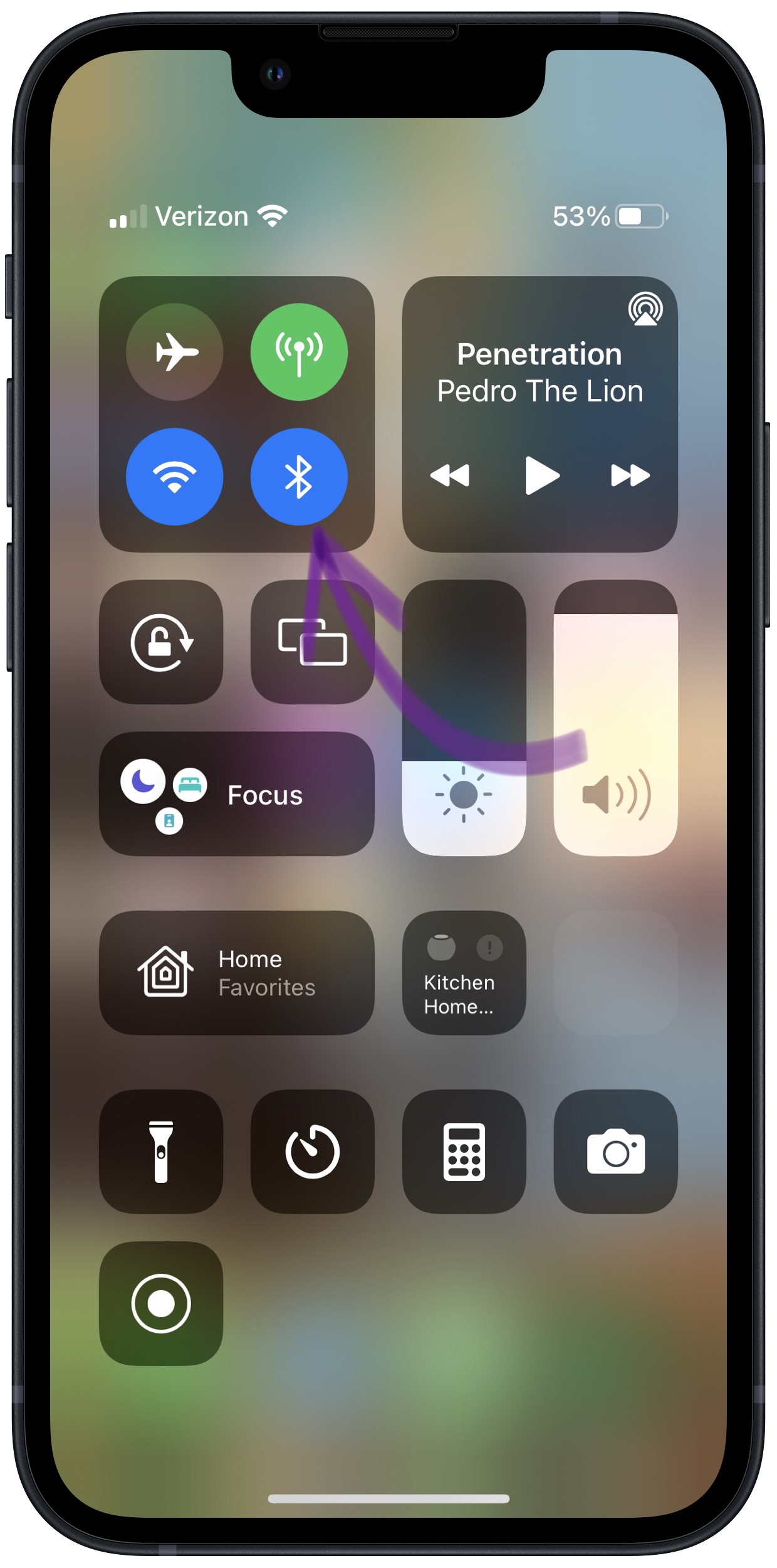 Bluetooth in Control Center