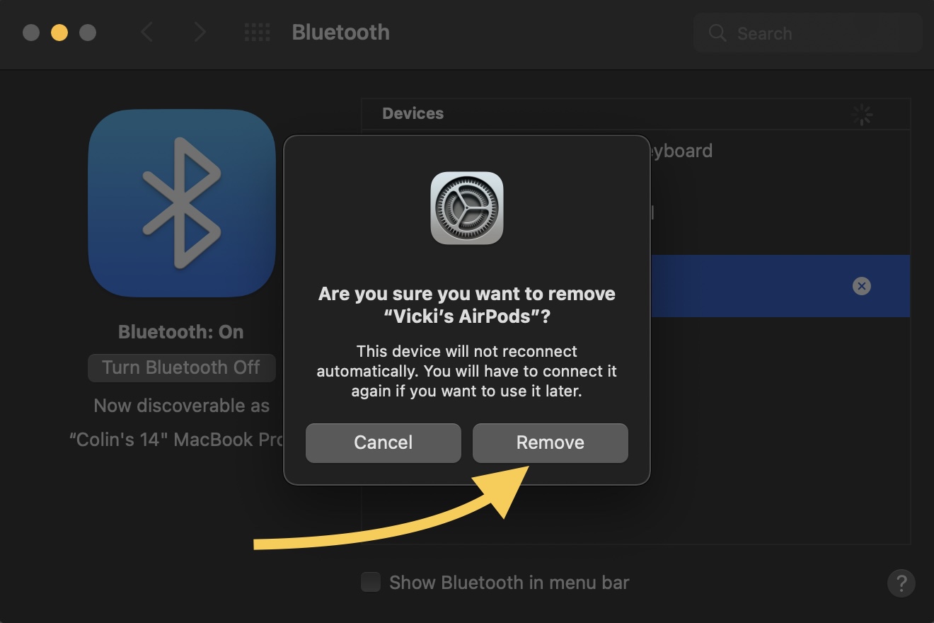 Remove Your AirPods as a Bluetooth Device