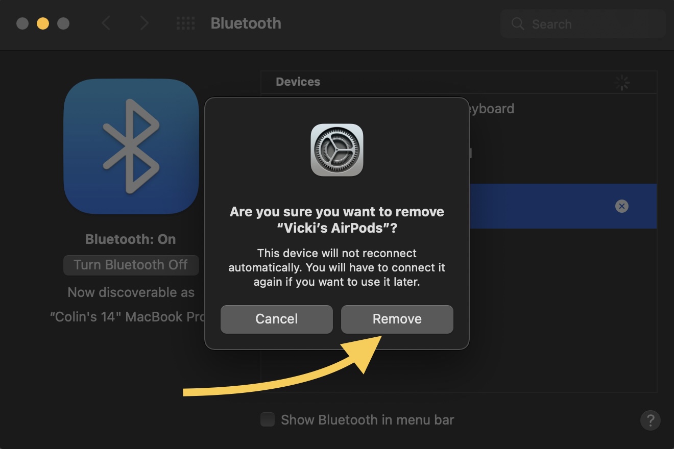 Remove Your AirPods as a Bluetooth Device