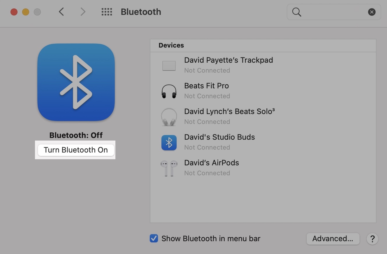 click turn on bluetooth on mac