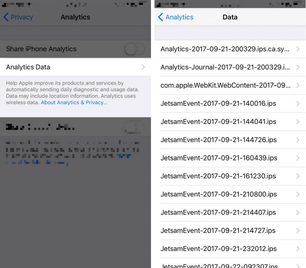 check iphone analytics data