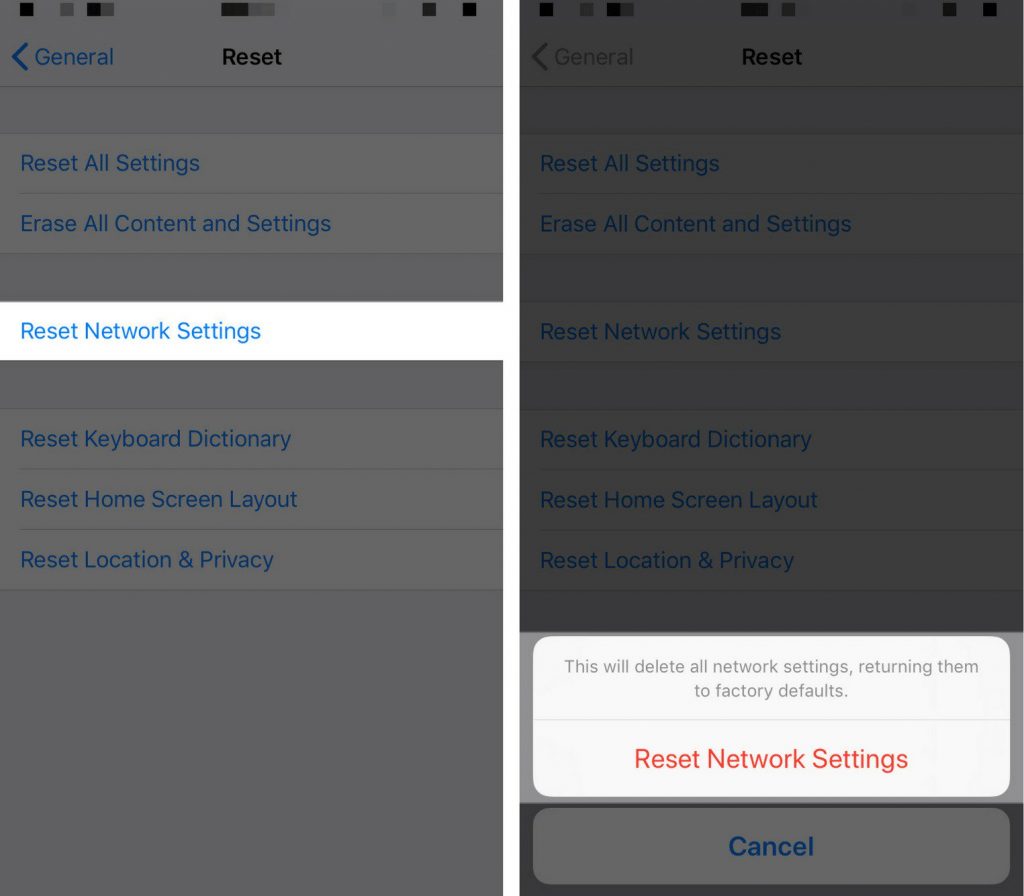 how to reset the network settings on iphone