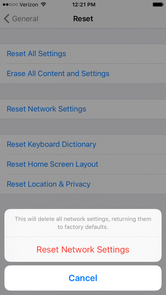 Reset Network Settings