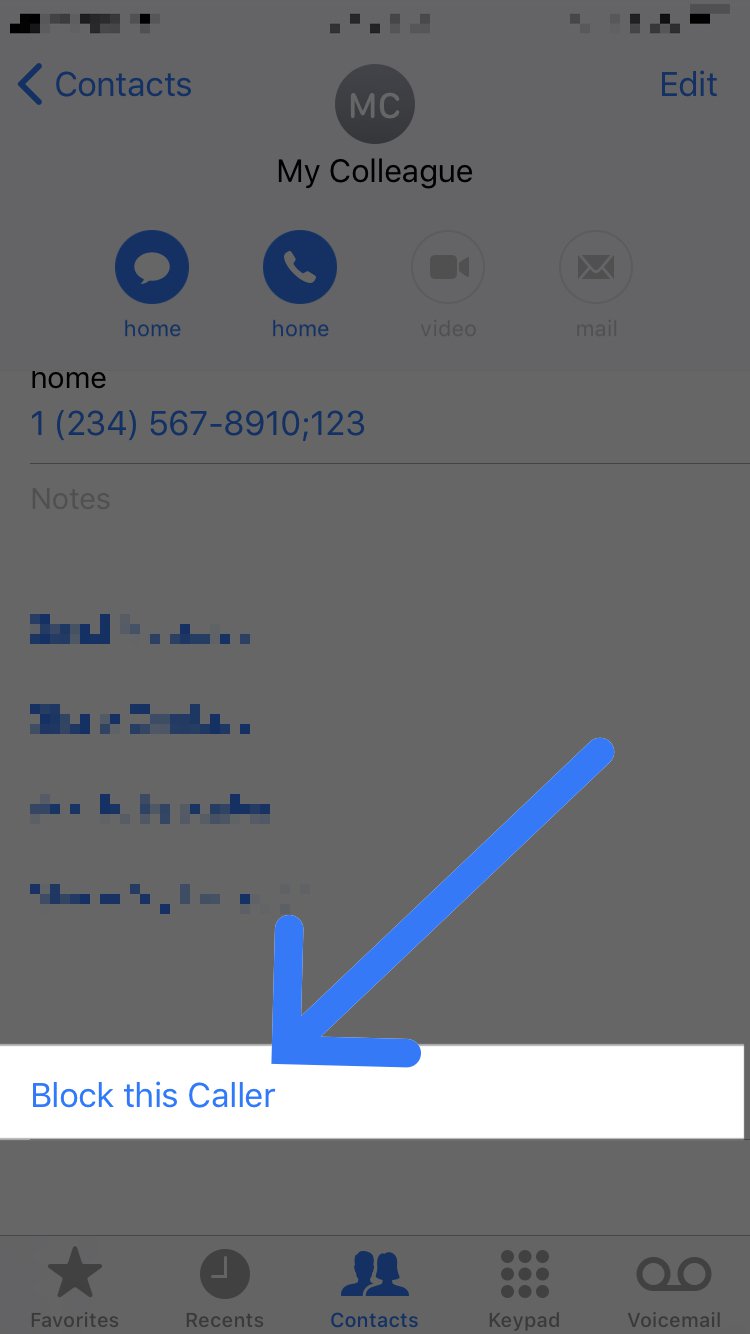 block this caller contact on iPhone phone app