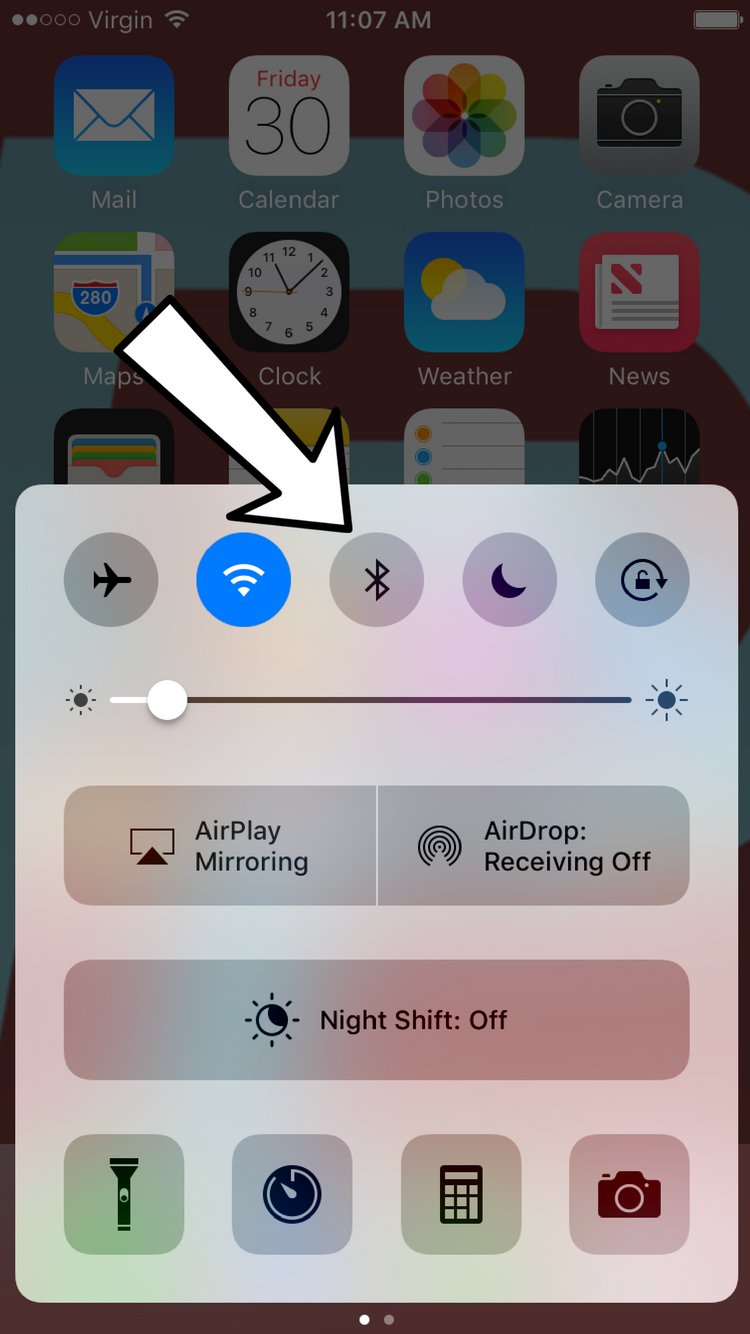 Bluetooth Off Control Center