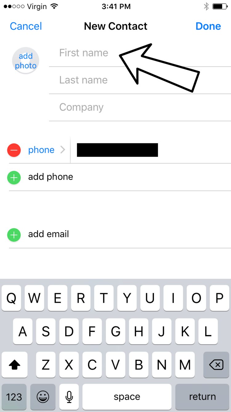 Enter Contact Name Phone App