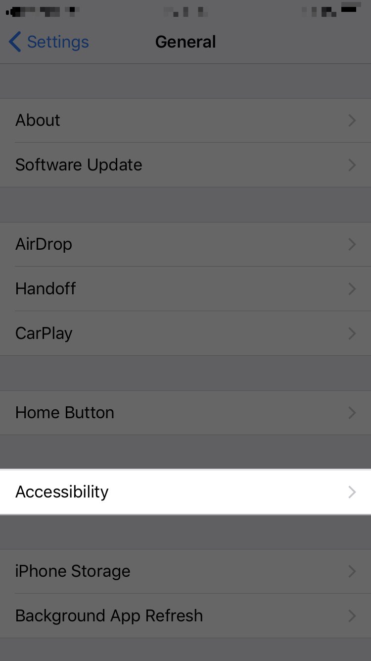 tap accessibility in iPhone settings app