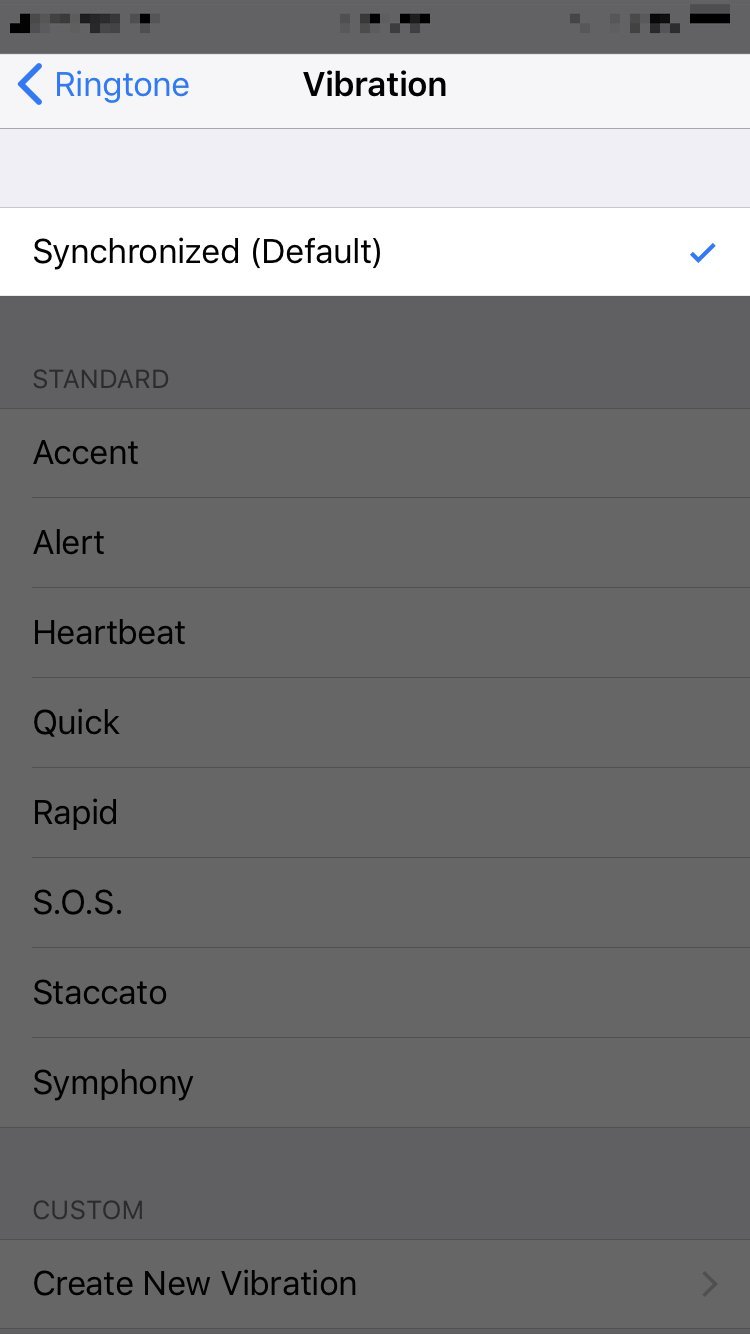 select ringtone vibration pattern