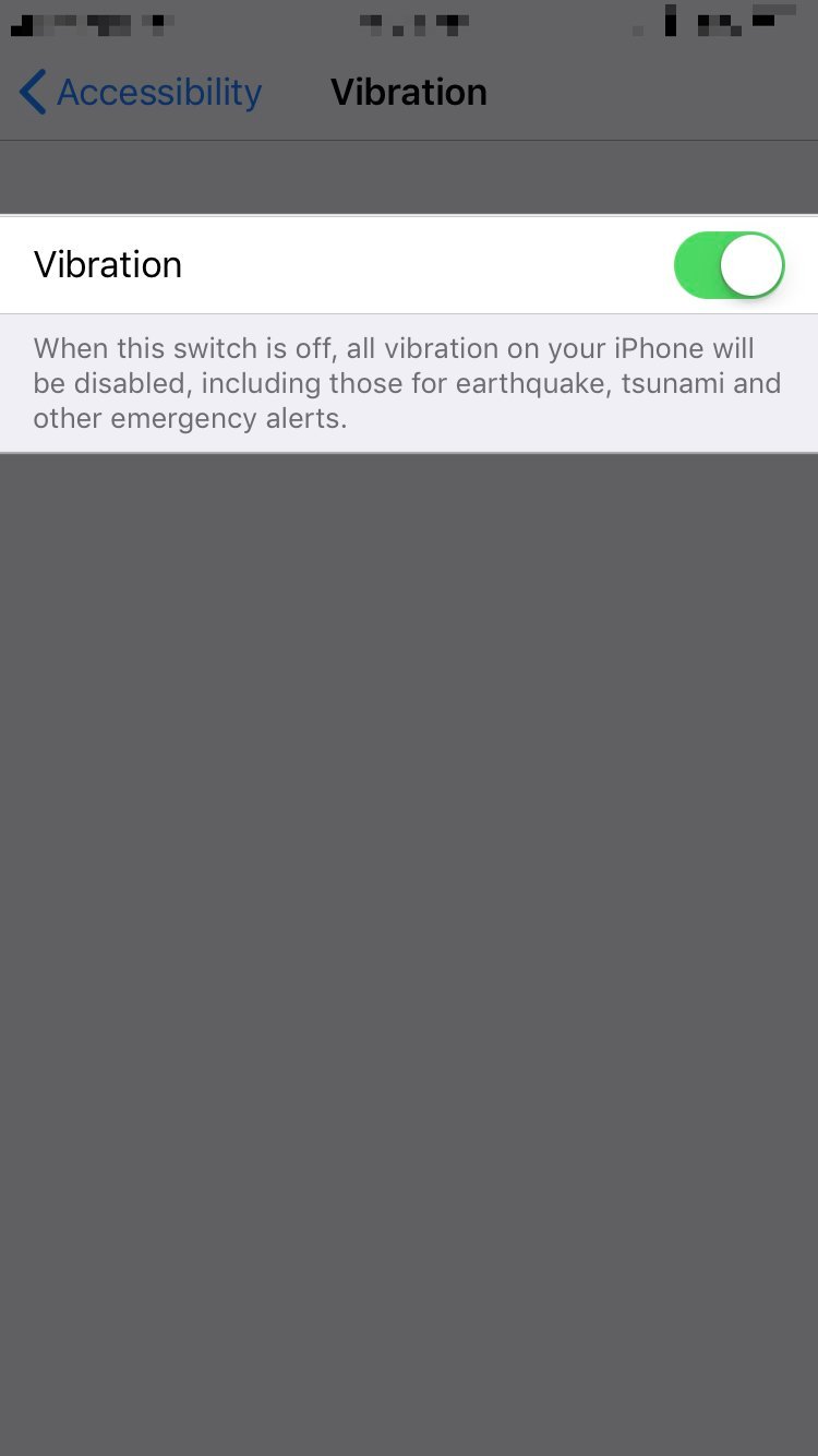 turn on switch next to vibration in accessibility settings