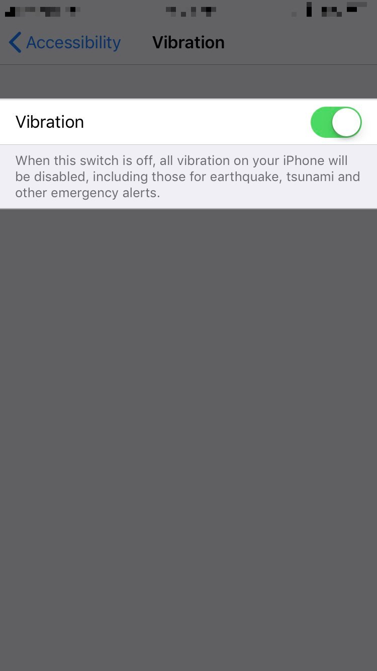 turn on switch next to vibration in accessibility settings