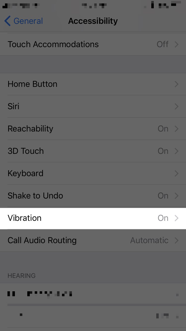 tap vibration in accessibility settings