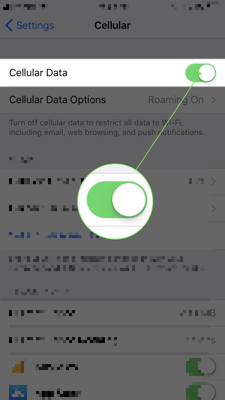 turn on cellular data on iphone