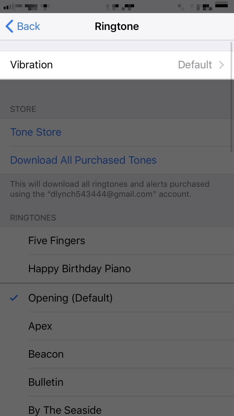 tap vibration in ringtone settings