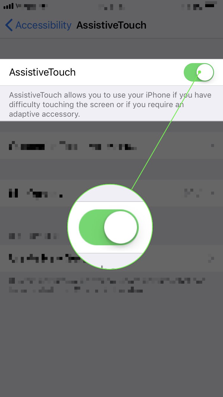 turn on switch next to assistivetouch iPhone settings app