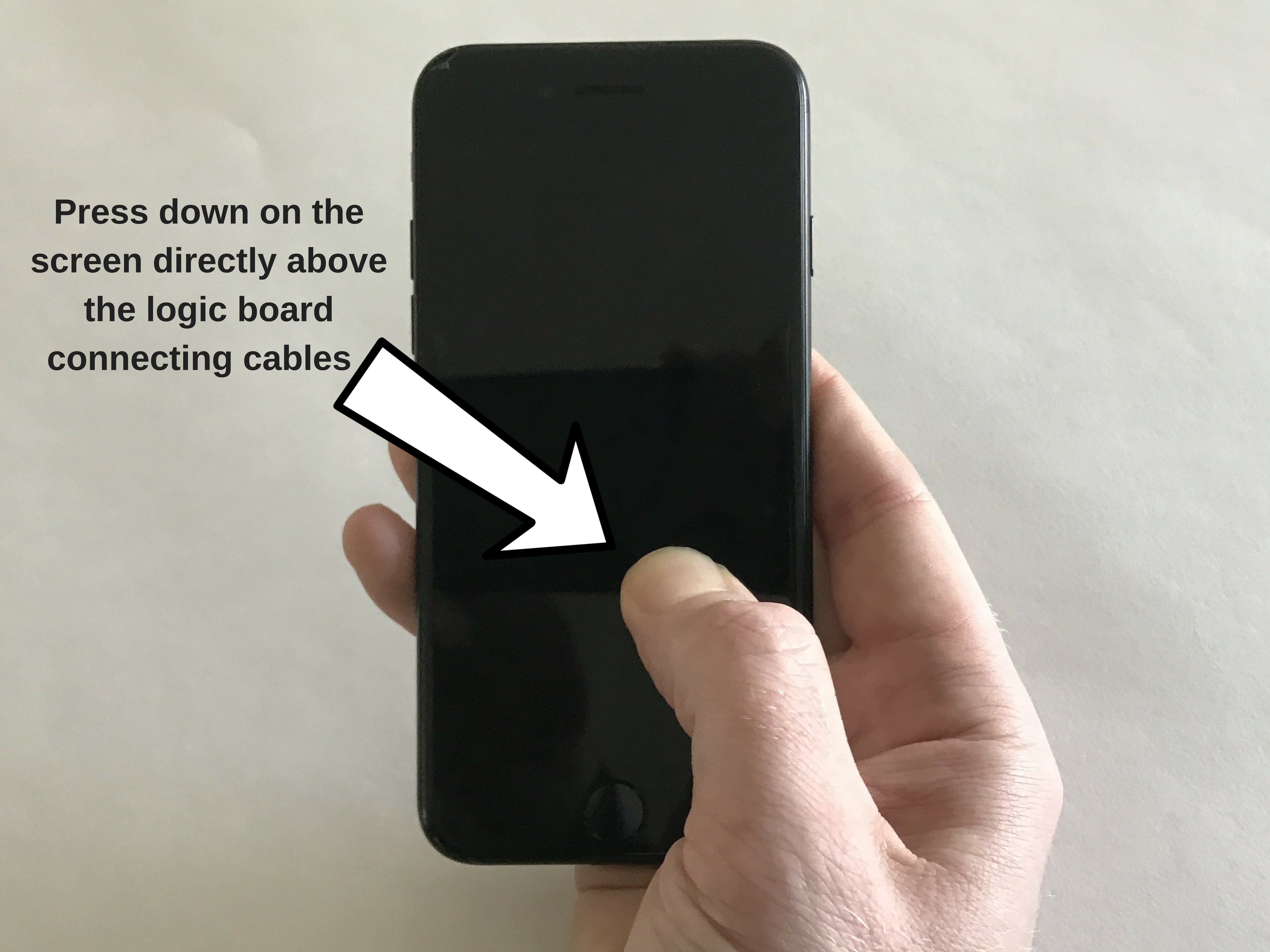 Press Down On The Screen Directly Over Logic Board Connecting Cables