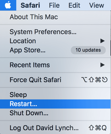 mac restart clear cache