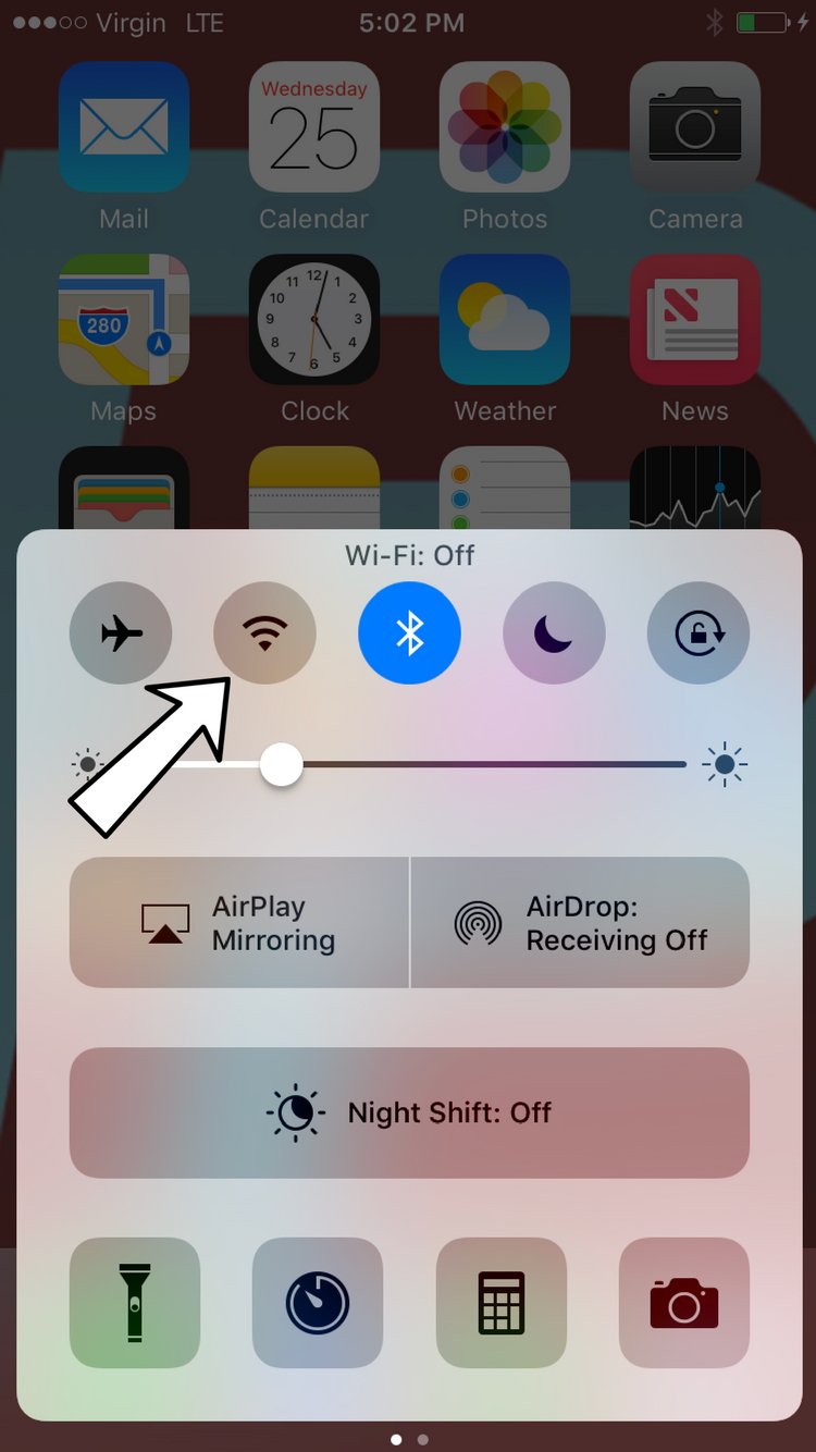 Turn Wi-Fi On In Control Center