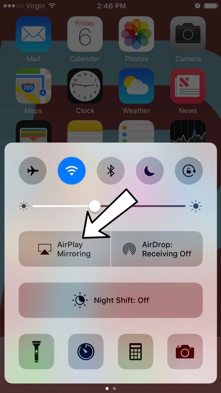 airplay mirroring off control center