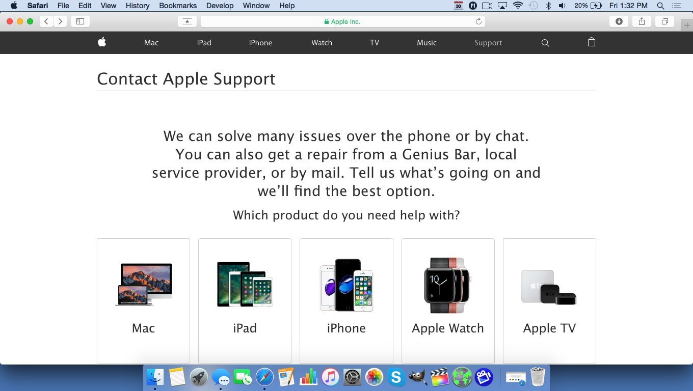 Contact Apple support online