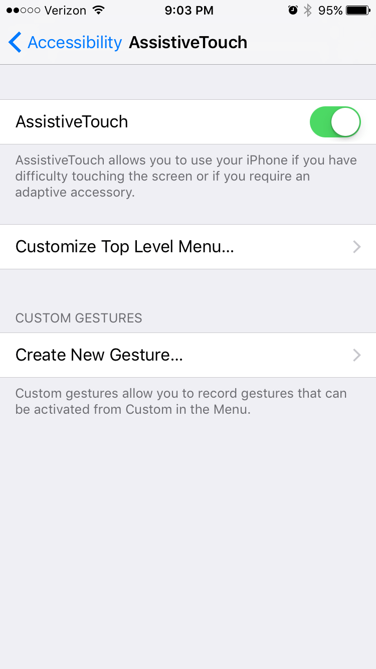 Turn on AssistiveTouch