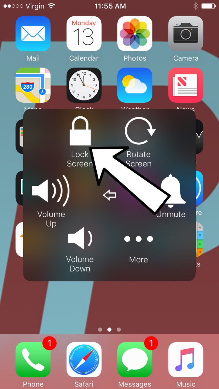 press and hold lock screen assistivetouch