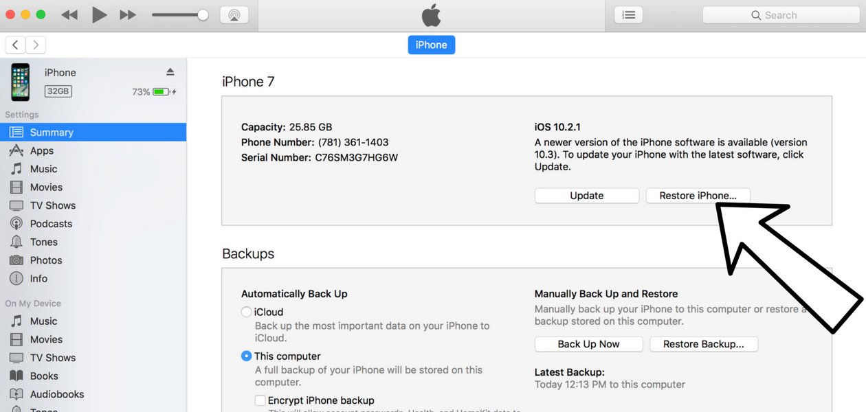 restore iphone... in itunes