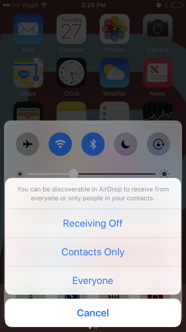 Select AirDrop Discoverable