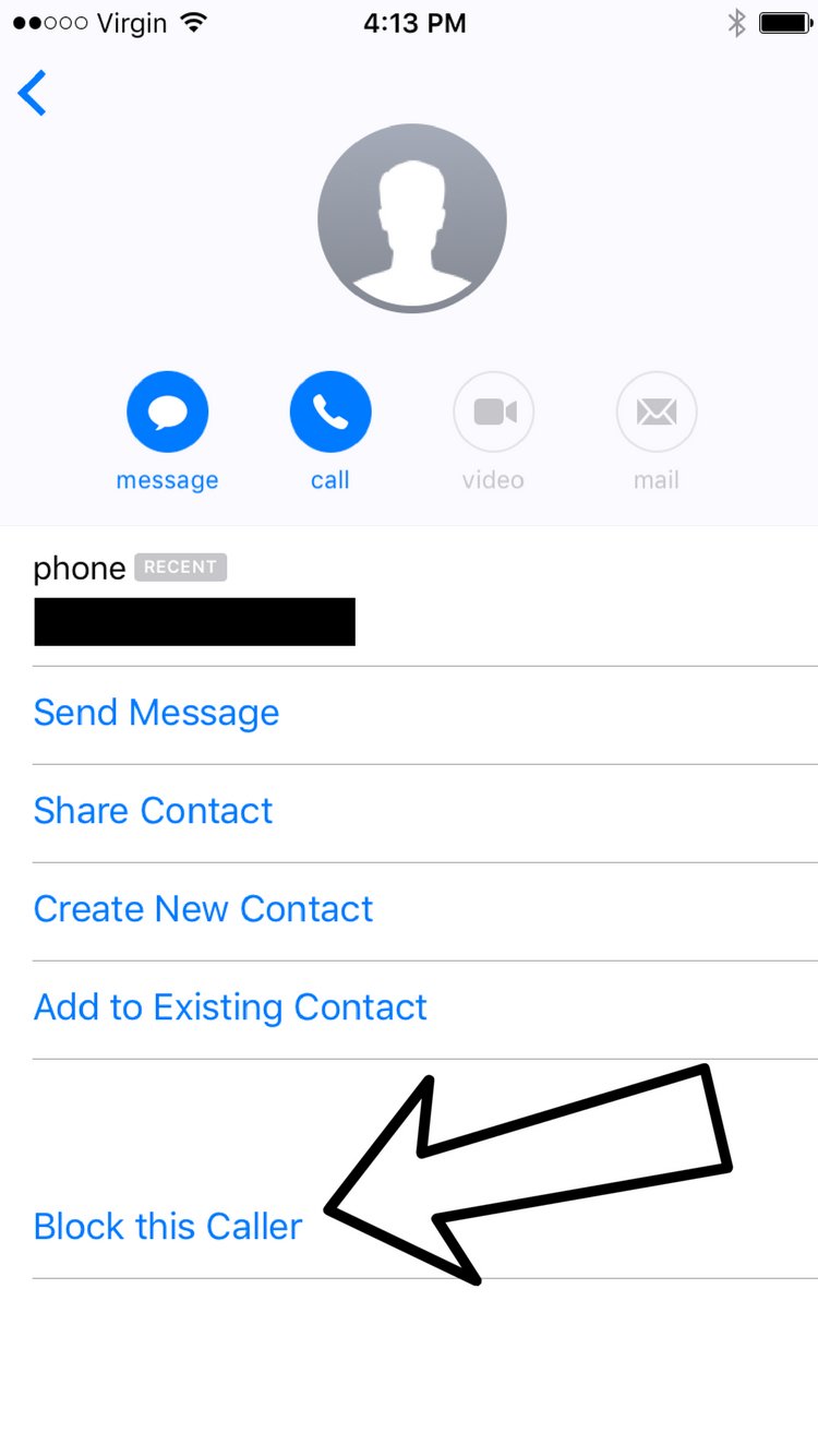 tap block this caller in messages app