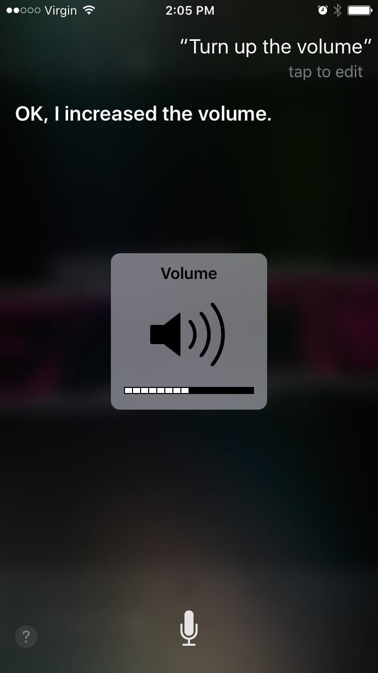 turn up volume using siri