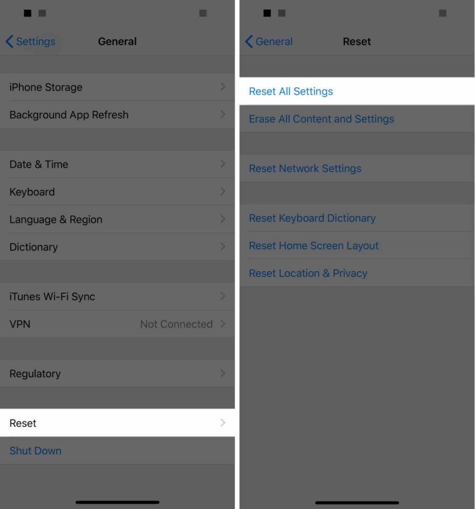 reset all the settings on your iphone