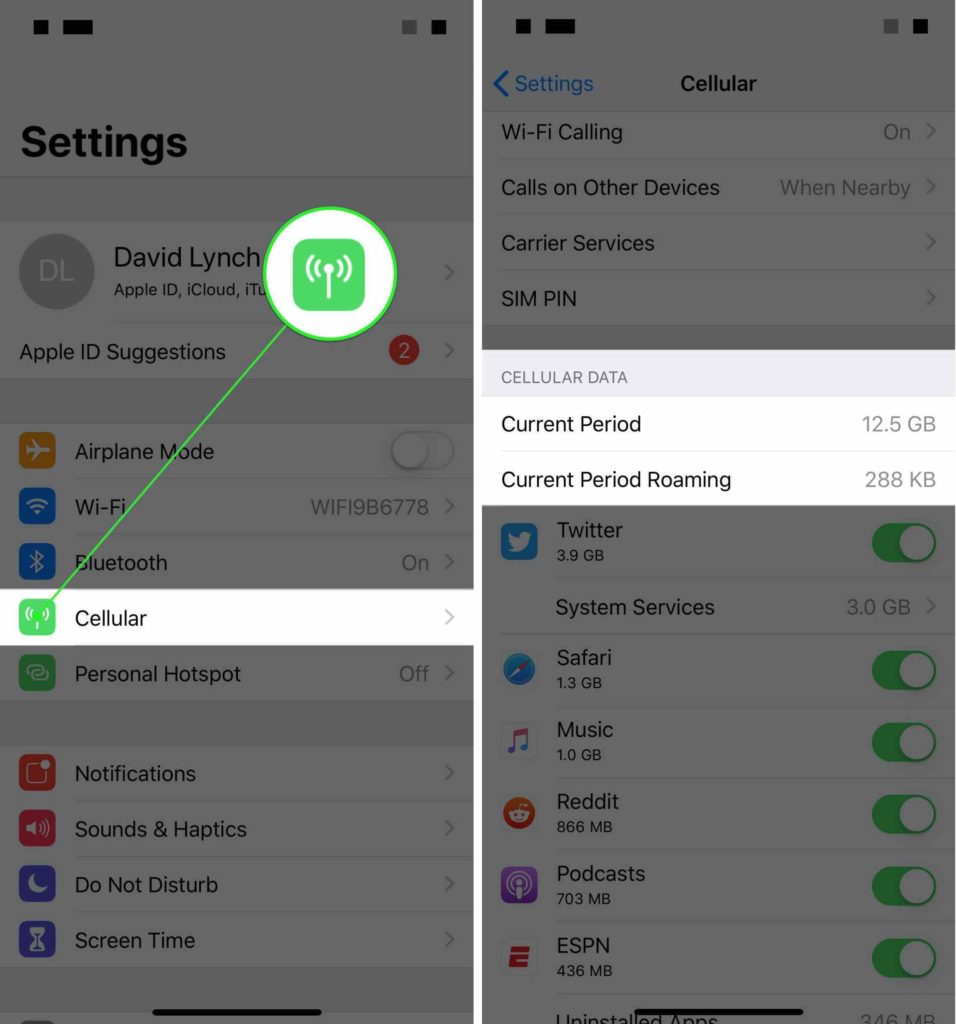 cellular data current period