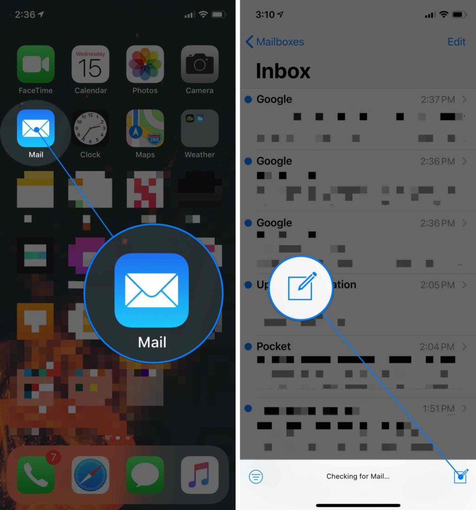 compose new email on iphone