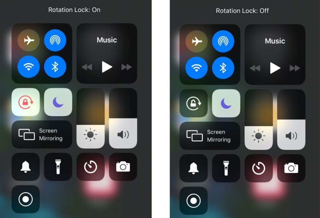 ipad rotation lock on vs off