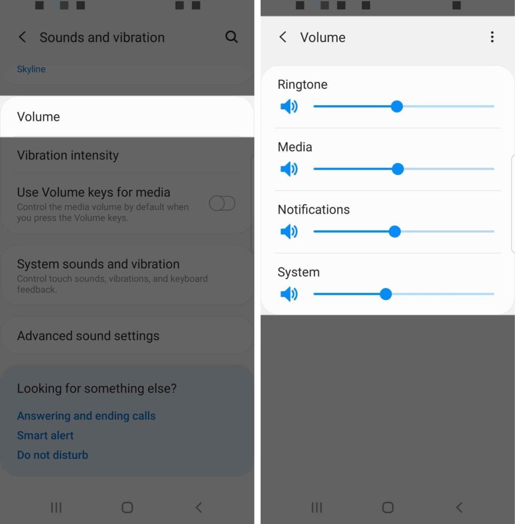 adjust volume samsung galaxy