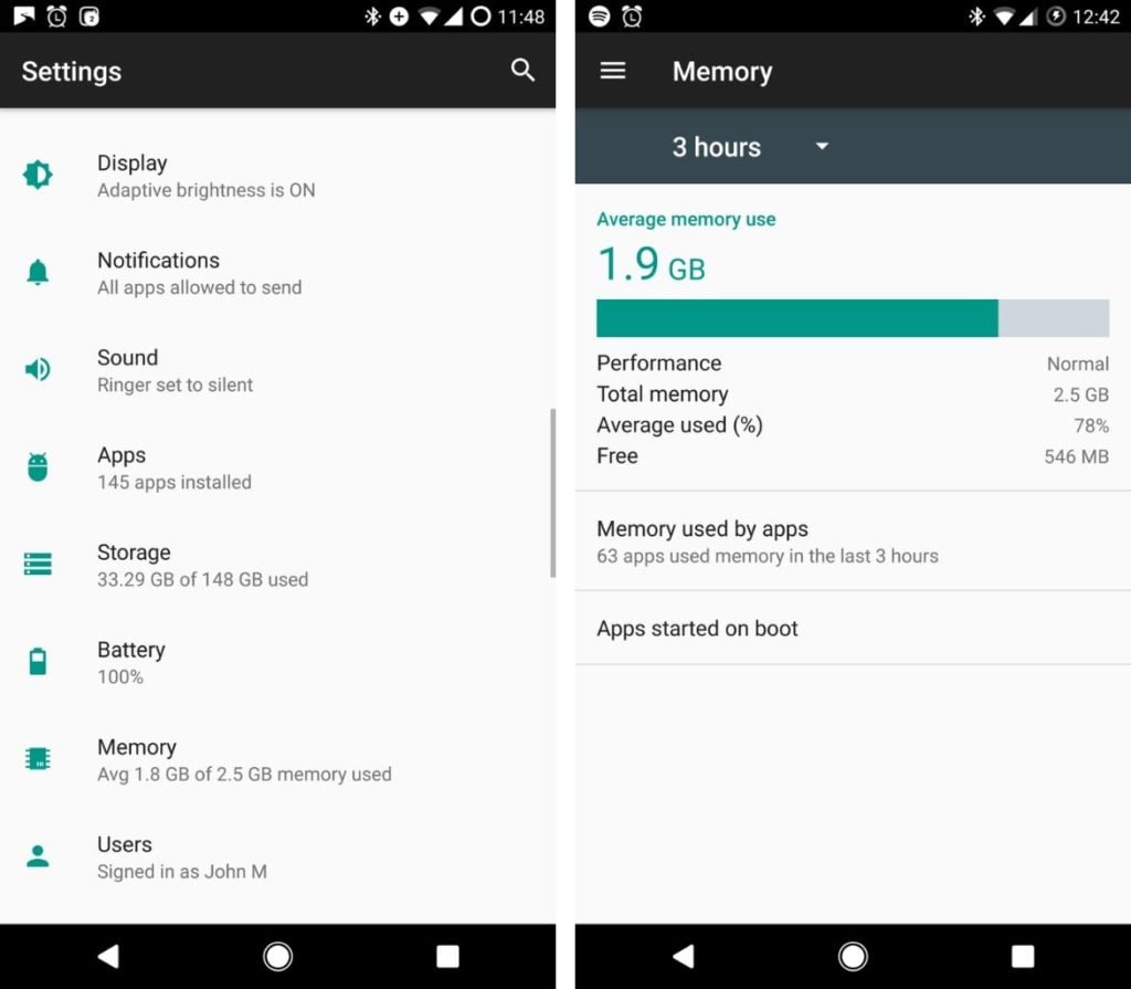 android average memory use