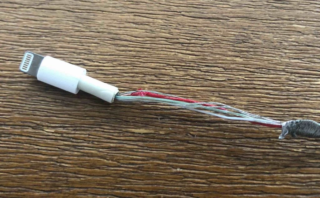 frayed iphone cable