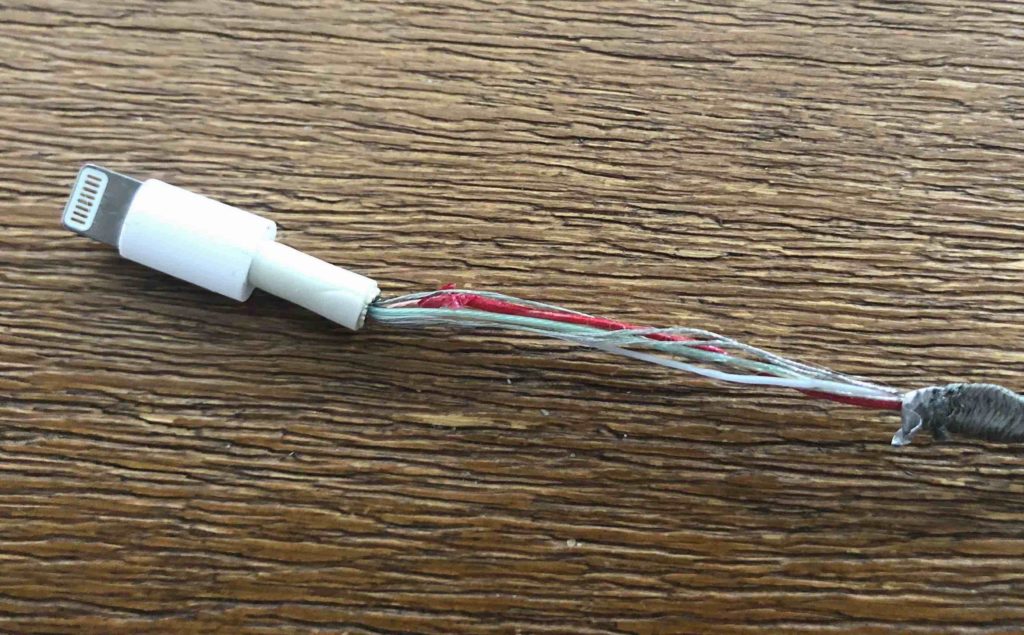 frayed iphone cable