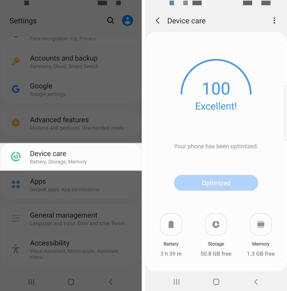 device care optimization samsung galaxy