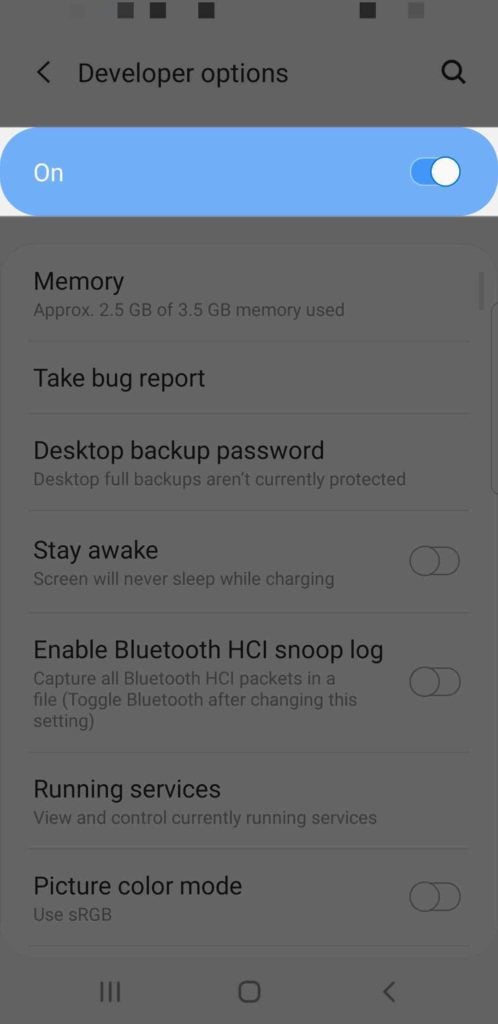 turn off developer options switch samsung galaxy