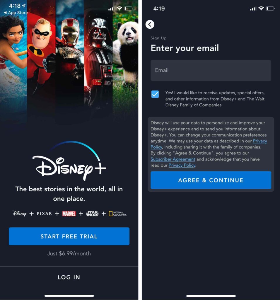 sign up for disney+ on iphone