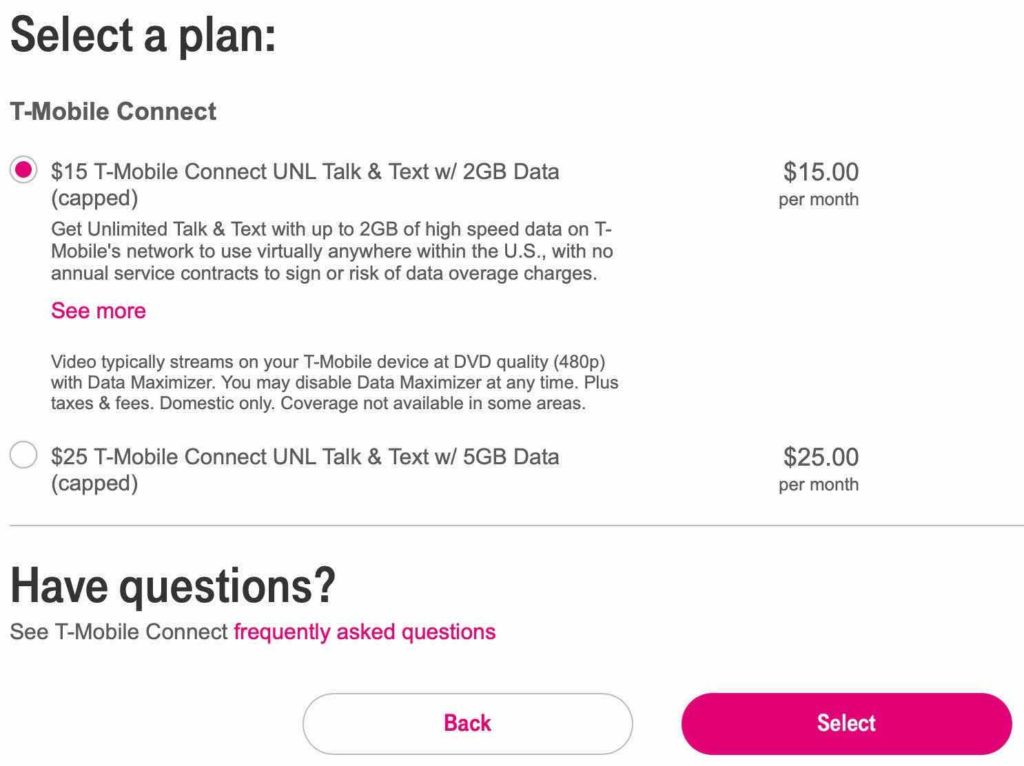 select 2 gb tmobile connect plan