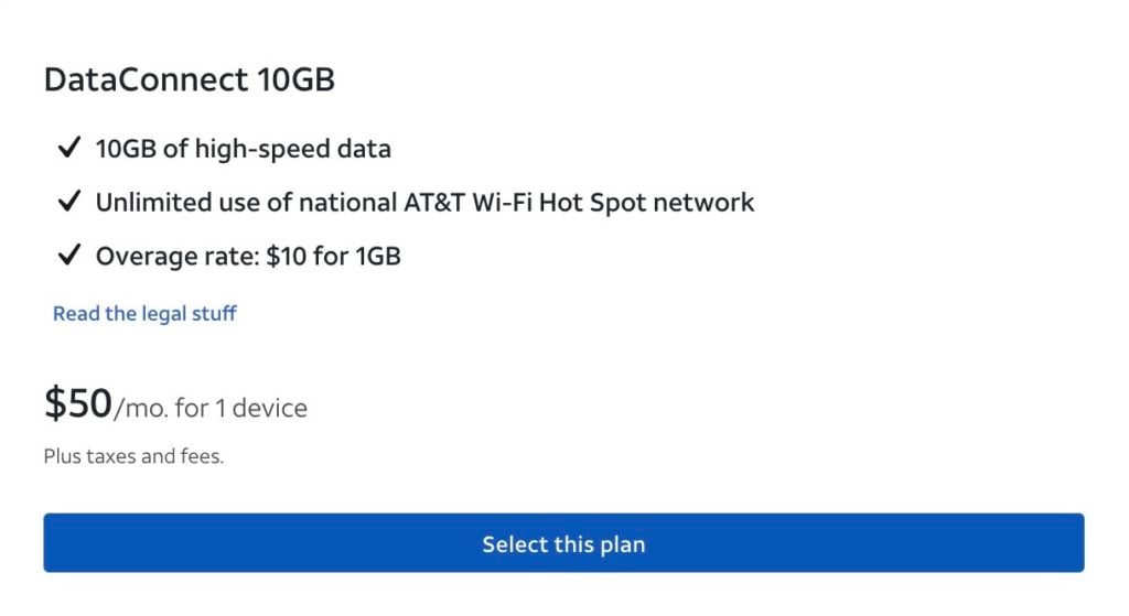 att 10 gb dataconnect ipad data plan