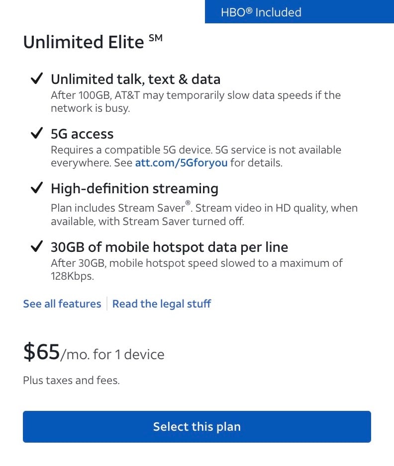 att unlimited elite plan