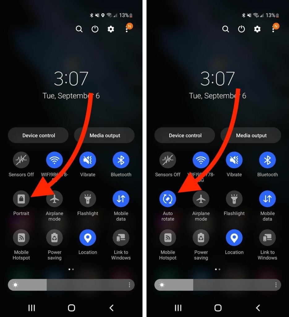 turn on auto rotate on android