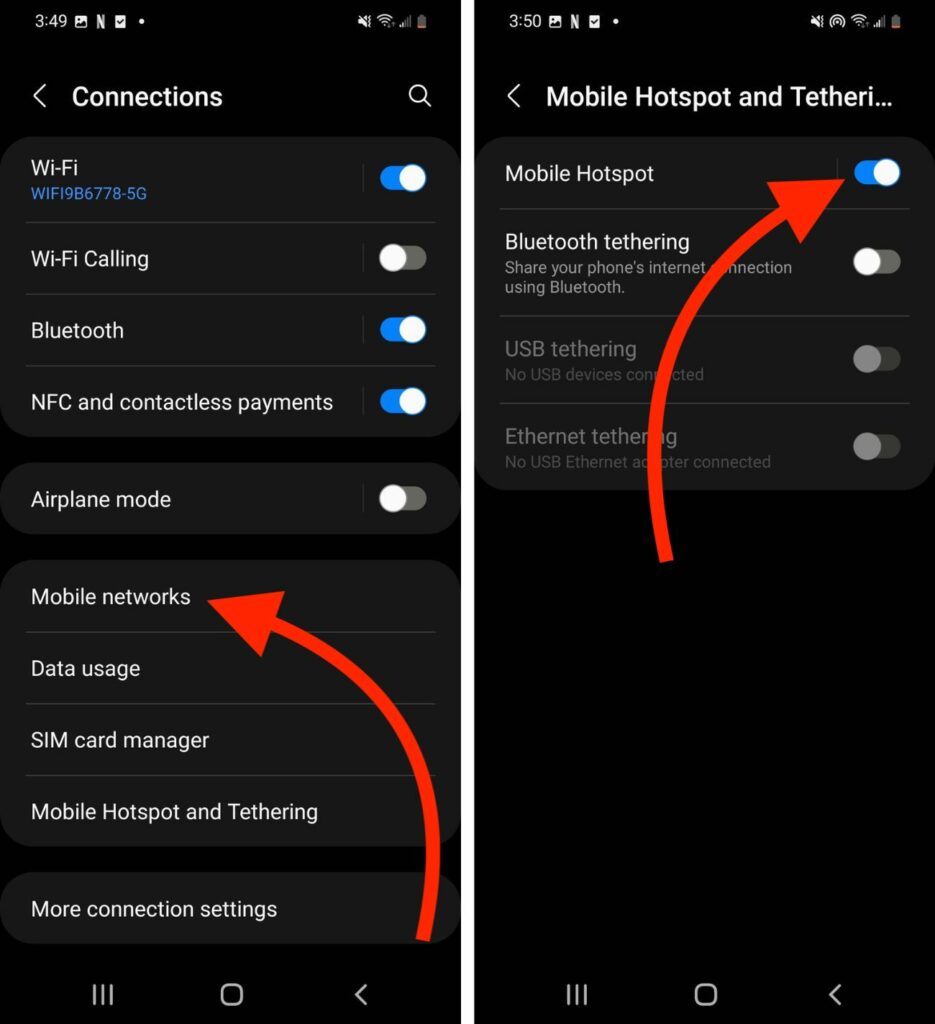 turn on mobile hotspot on android