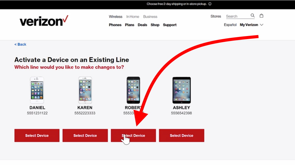 Choose Line You Want To Make Changes To Verizon