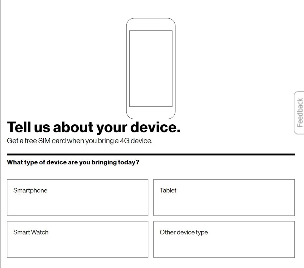 A screenshot of Verizon's compatibility checking tool.