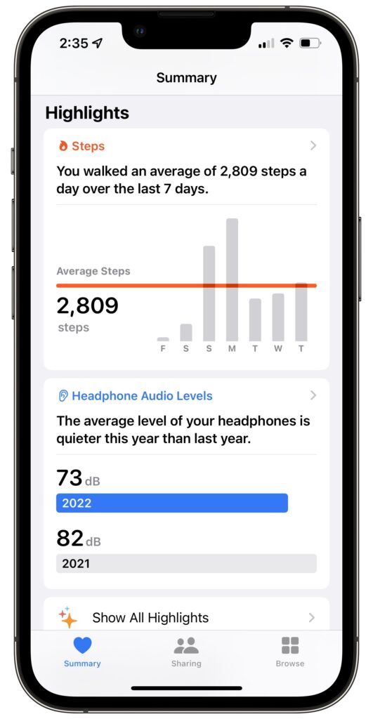 iphone health app highlights