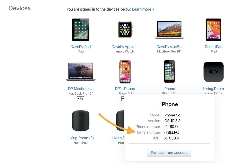 see devices linked to apple id